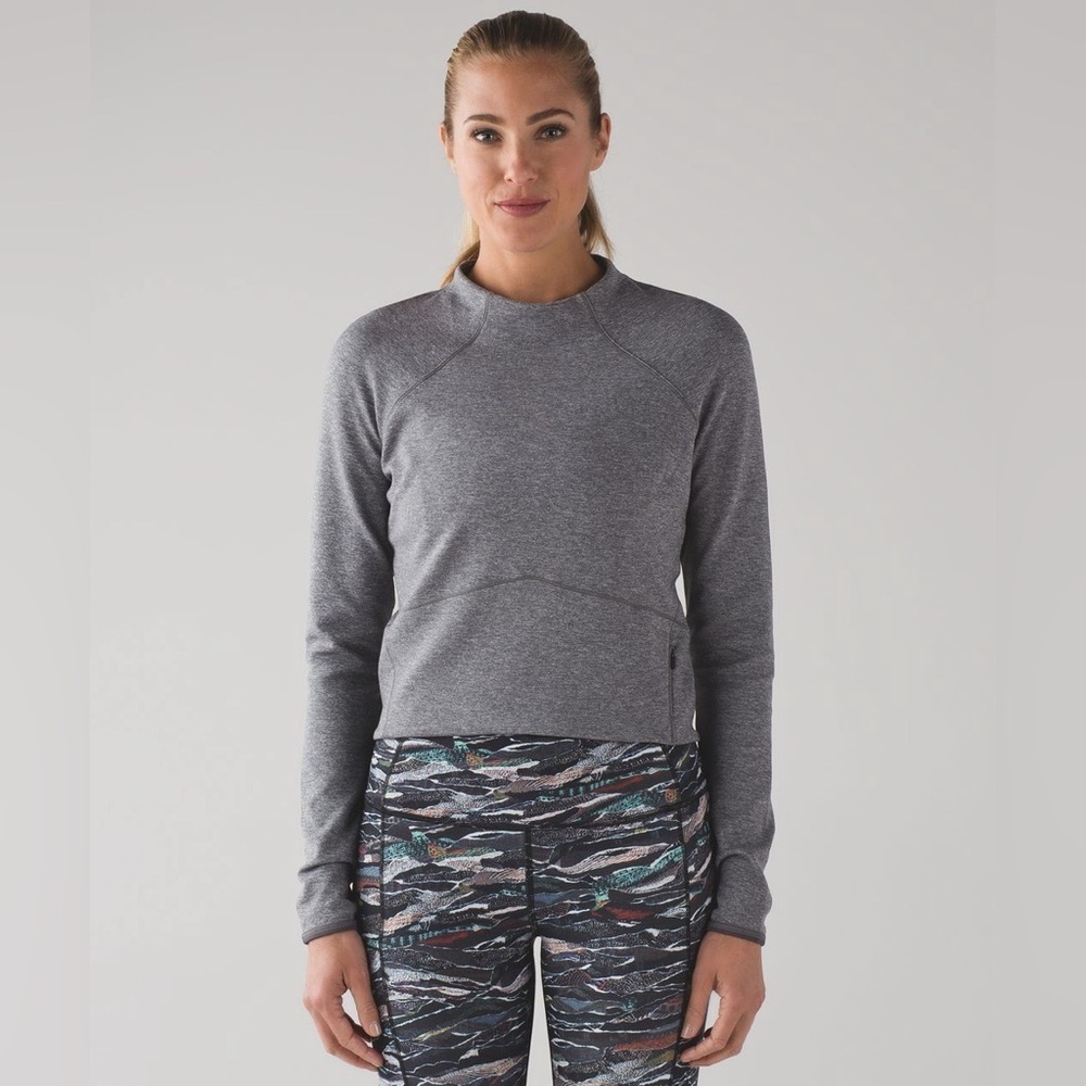 Lululemon Hill And Valley Mock Neck Pullover Heathered Slate Size 6 Athleisure